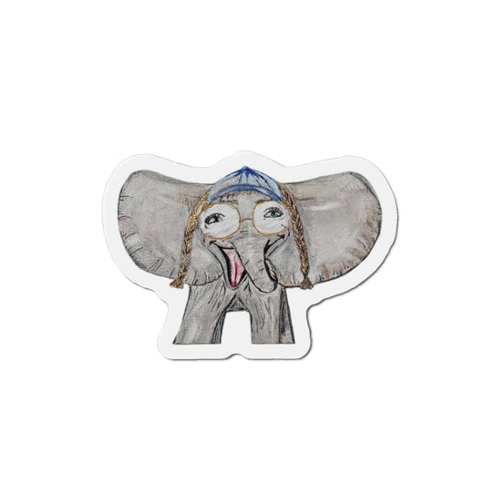 Grace Elephant Cut Magnets  Custom Shape, 5 Sizes, Vinyl Material for Outdoor Use, Flexible and Durable, Black Backing - Home Decor Refrigerator Magnets