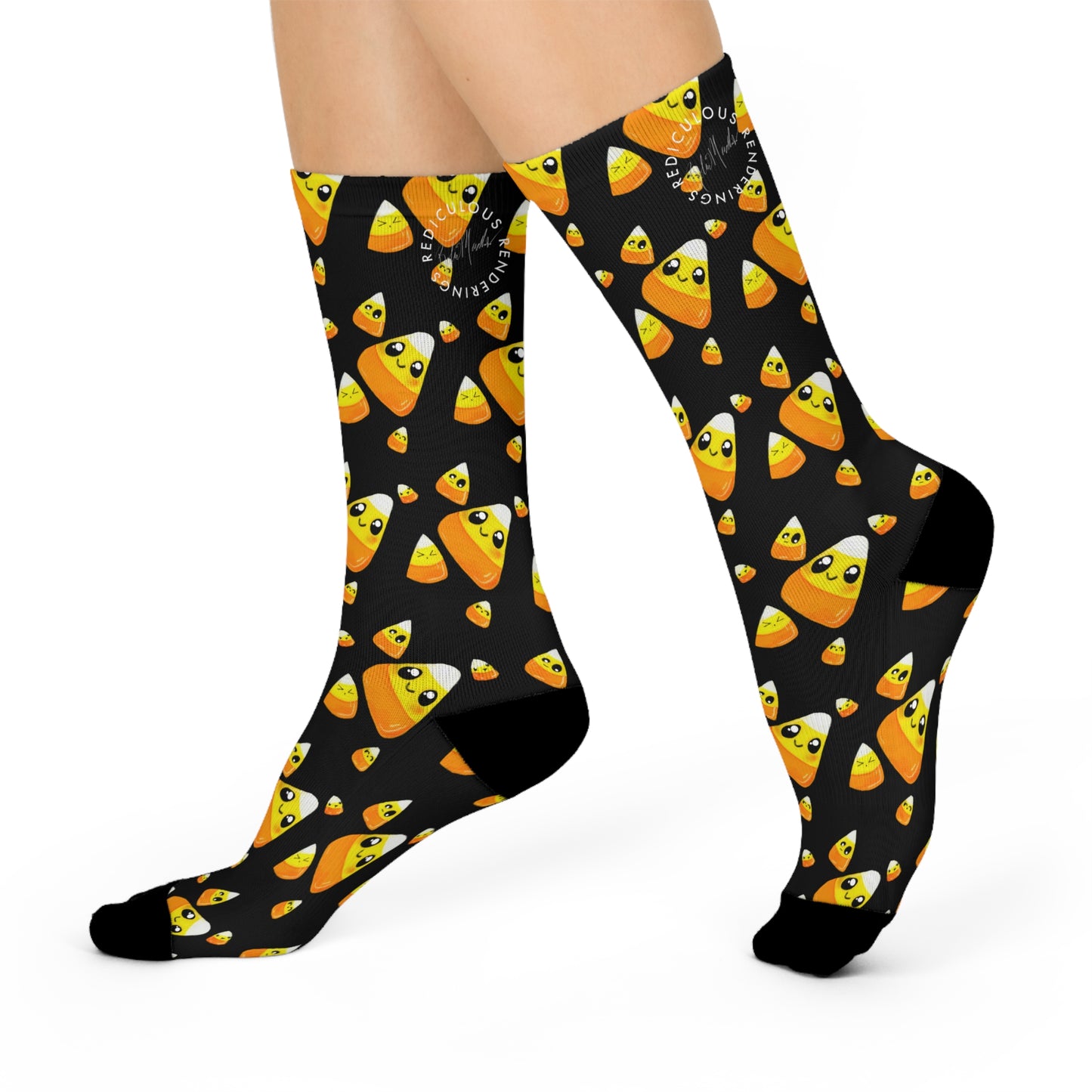 Candy Corn Halloween Cushioned Crew Socks