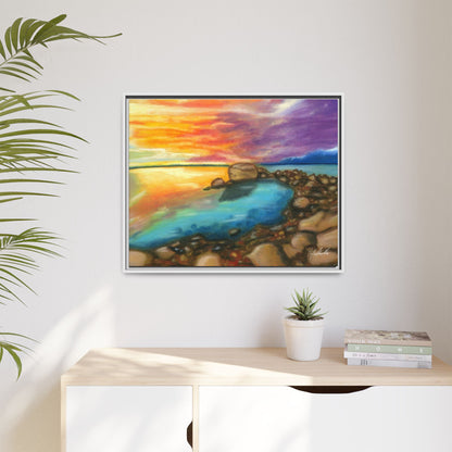 Sunset Ocean Beach Framed Wall Art