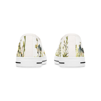 Low Top Sneakers — Floral Meadow with Bats Women's Canvas Sneakers