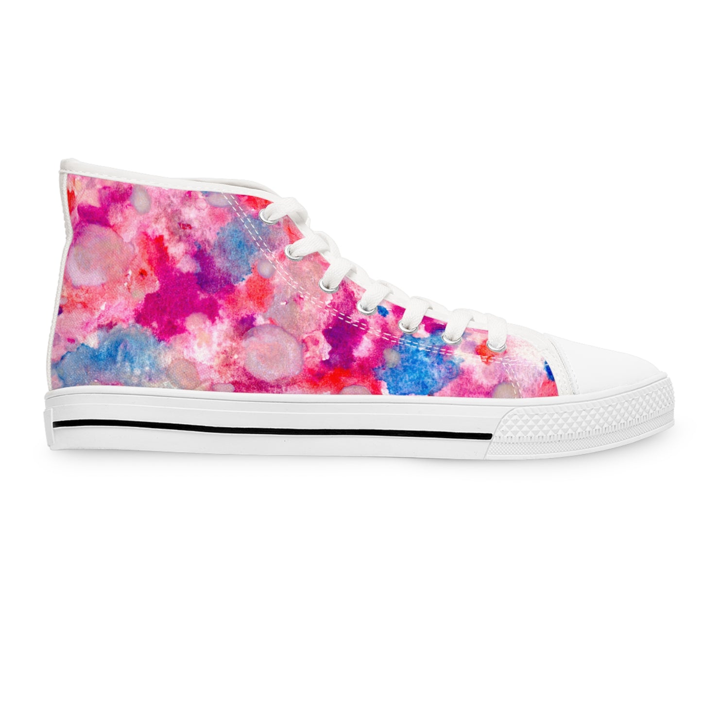 Women’s High Top Sneakers — Pink Blue Watercolor Tie-Dye Pattern