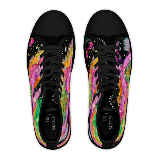 High Top Sneakers — Colorful Galaxy Paint Swirl for Women