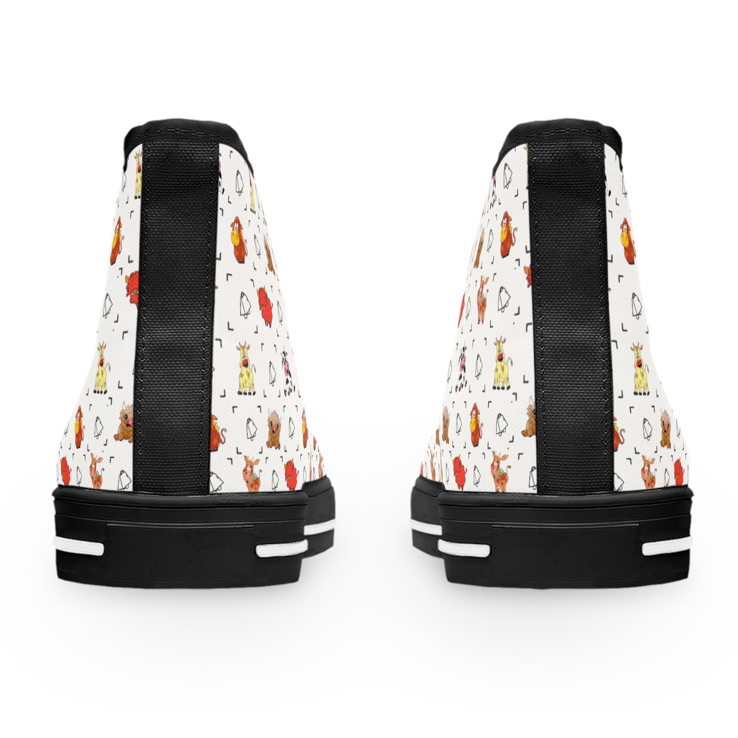 Women's High Top Sneakers — Cute Autumn Animal Cow Pattern Casual Shoes