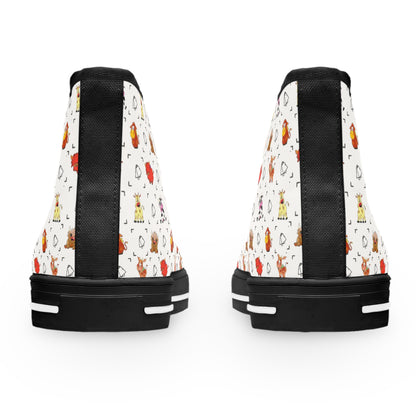 Women's High Top Sneakers — Cute Autumn Animal Cow Pattern Casual Shoes