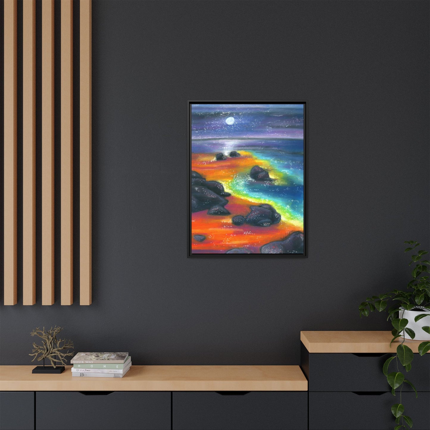 Beach at Night Frame Wall Art