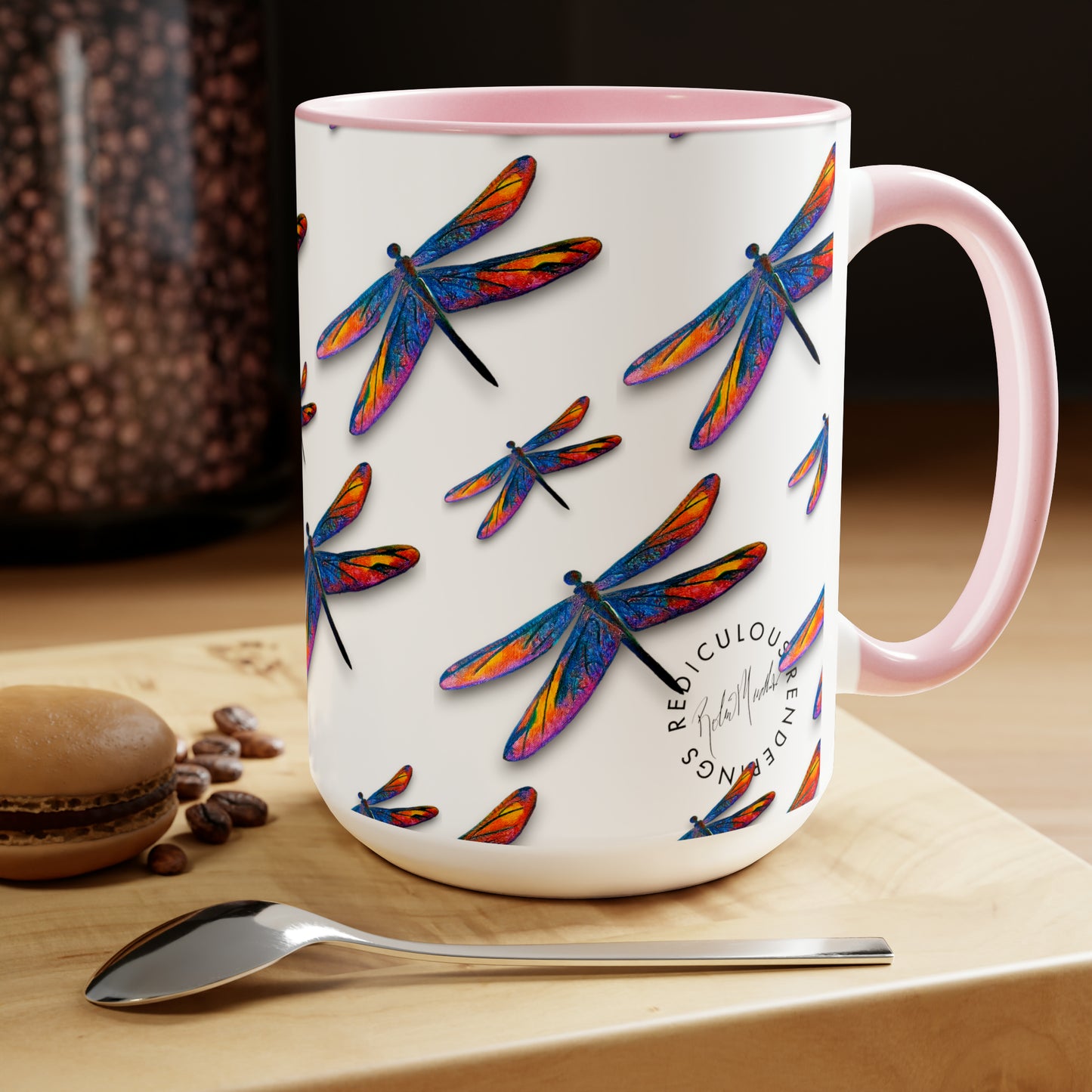 Dragonfly Two-Tone Coffee Mugs, 15oz