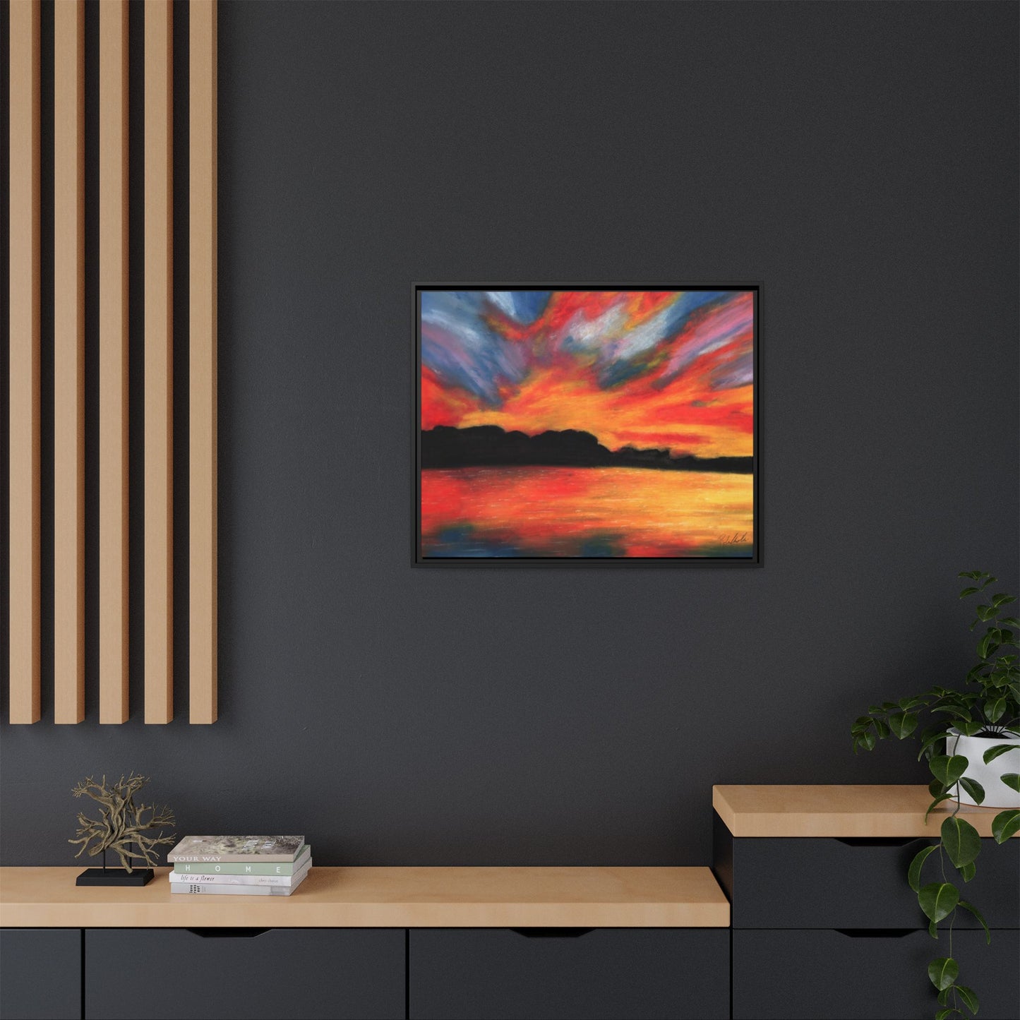 Sunset Over The Lake Framed Wall Art