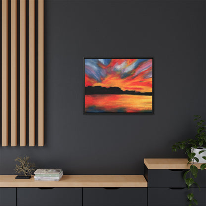 Sunset Over The Lake Framed Wall Art