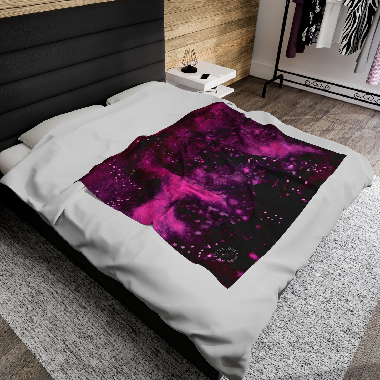 Rose Colored Galaxy Velveteen Plush Blanket