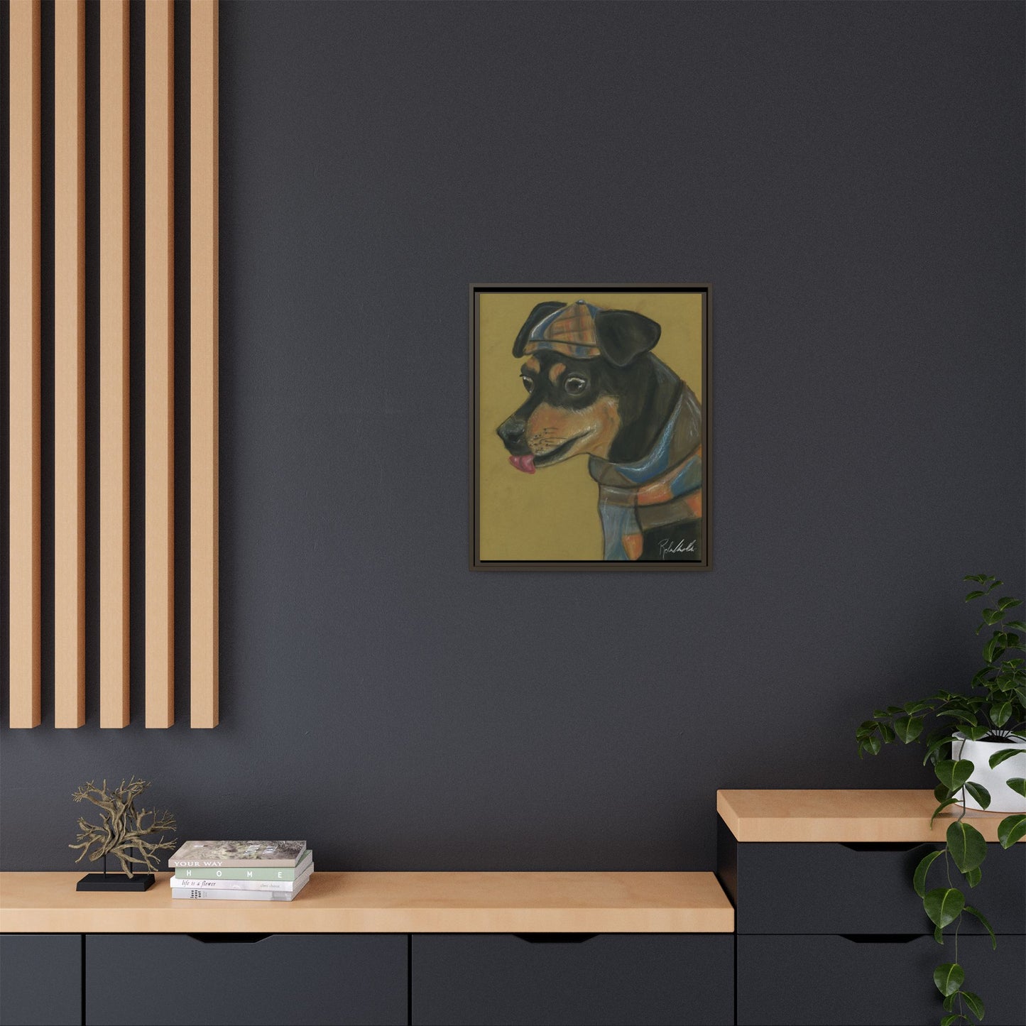 Small Chihuahua Dog in Hat Framed Wall Art
