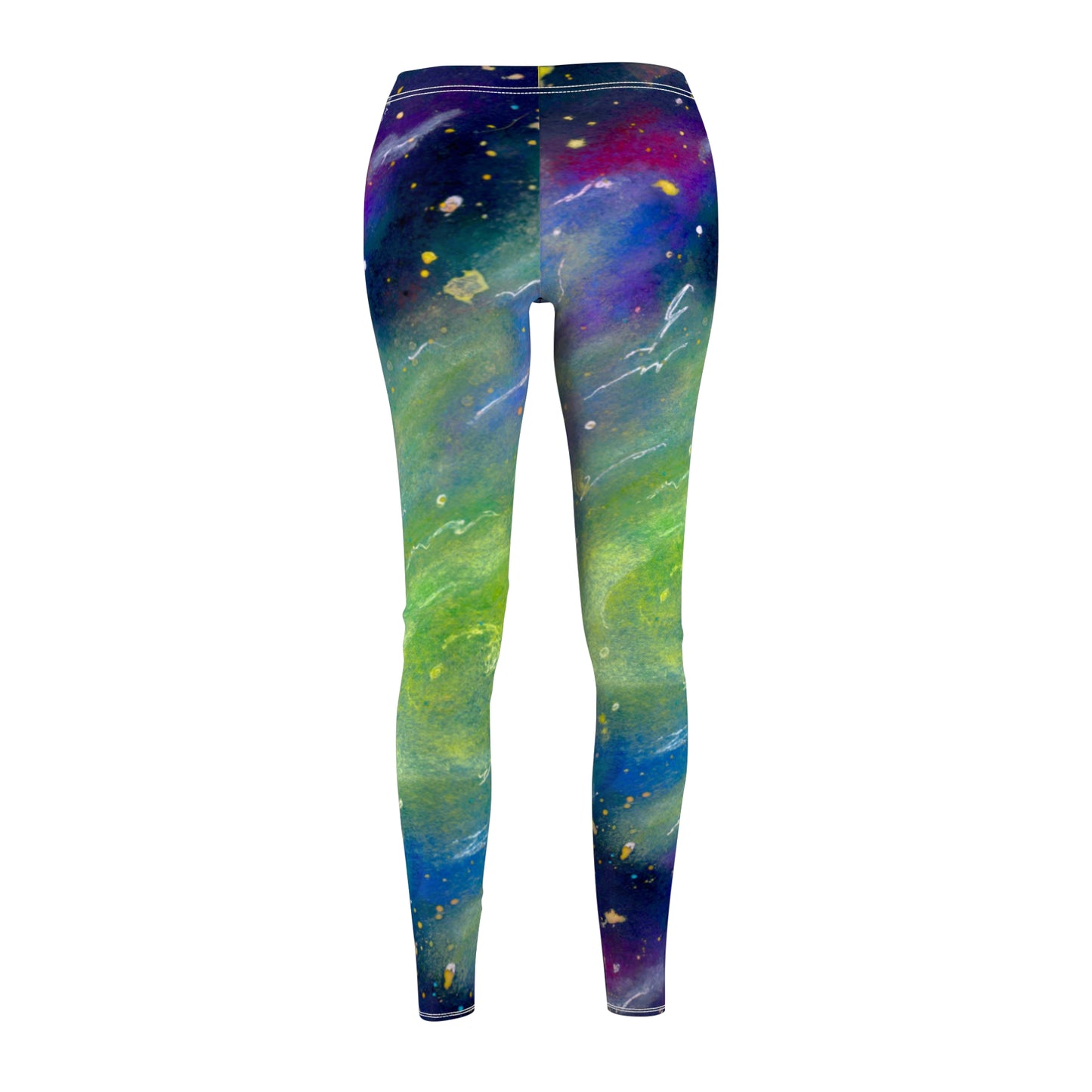 Rainbow Vortex Galaxy Women's Cut & Sew Casual Leggings (AOP)