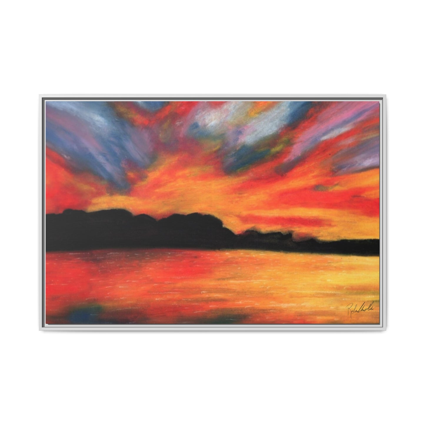 Sunset Over The Lake Framed Wall Art