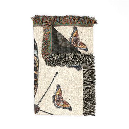 Butterfly Woven Blanket – Boho Tapestry Throw for Cozy Living, Neutral & Dark Reversible Design