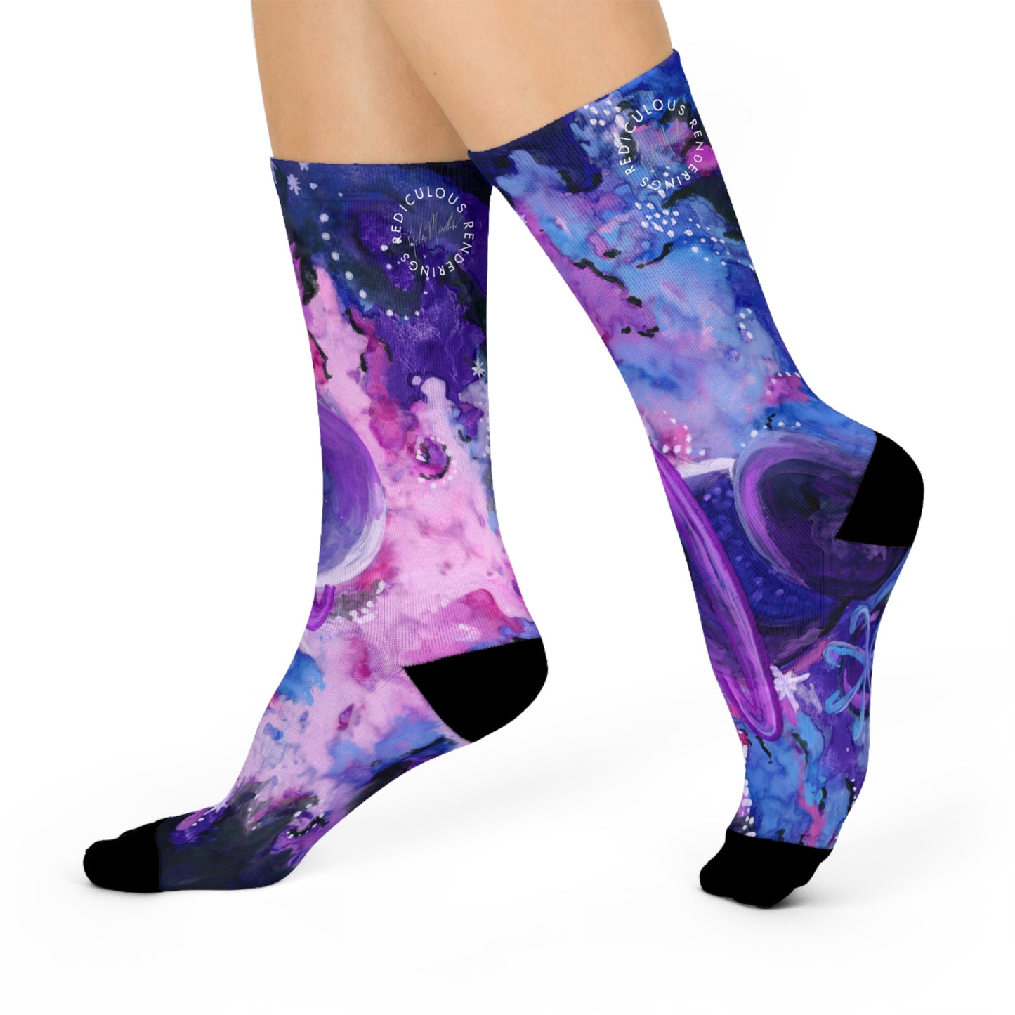 Purple Galaxy Cushioned Crew Socks