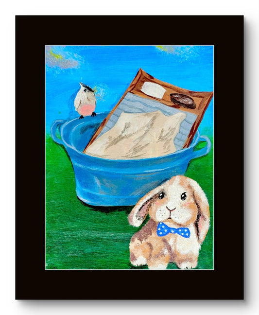 Bunny Doing Laundry 8x10 Museum Grade Fine Art Print