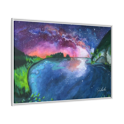 Watercolor Sunset Lake Framed Wall Art