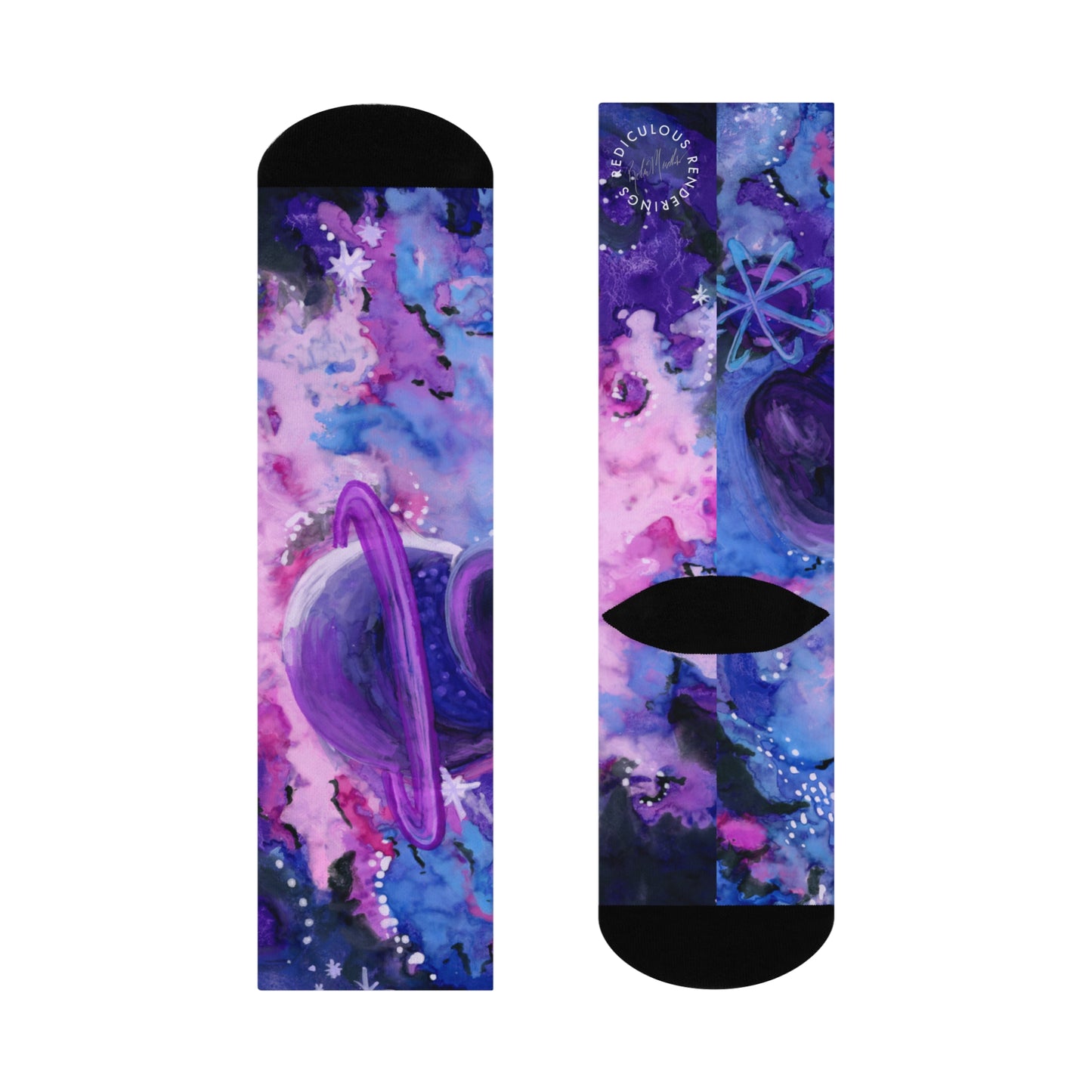 Purple Galaxy Cushioned Crew Socks