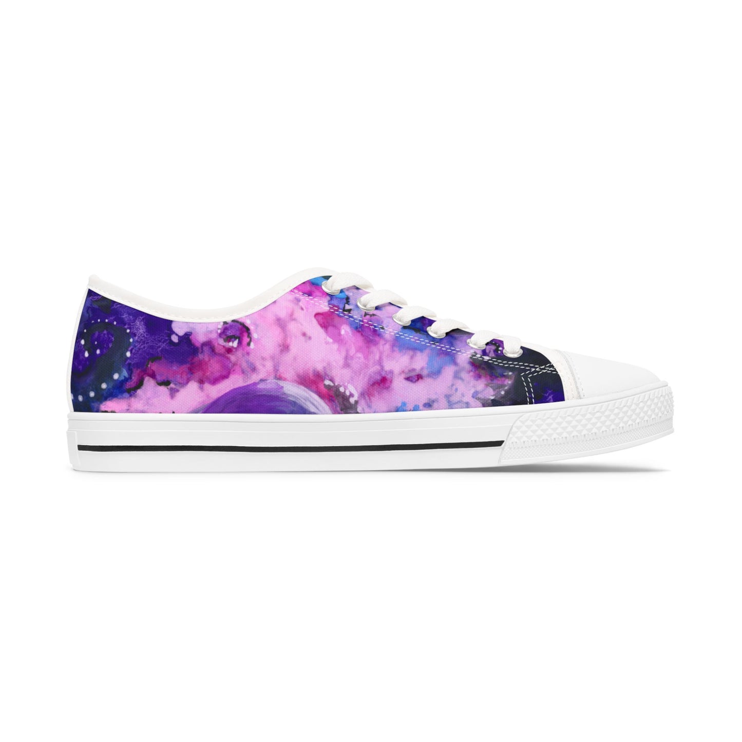Purple Galaxy Women's Low Top Sneakers — Abstract Tie-Dye Cosmic Design