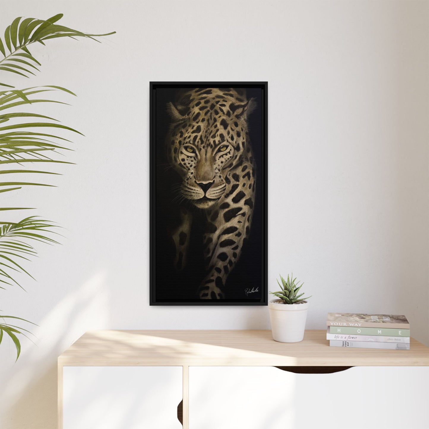 Leopard at Night Framed Wall Art