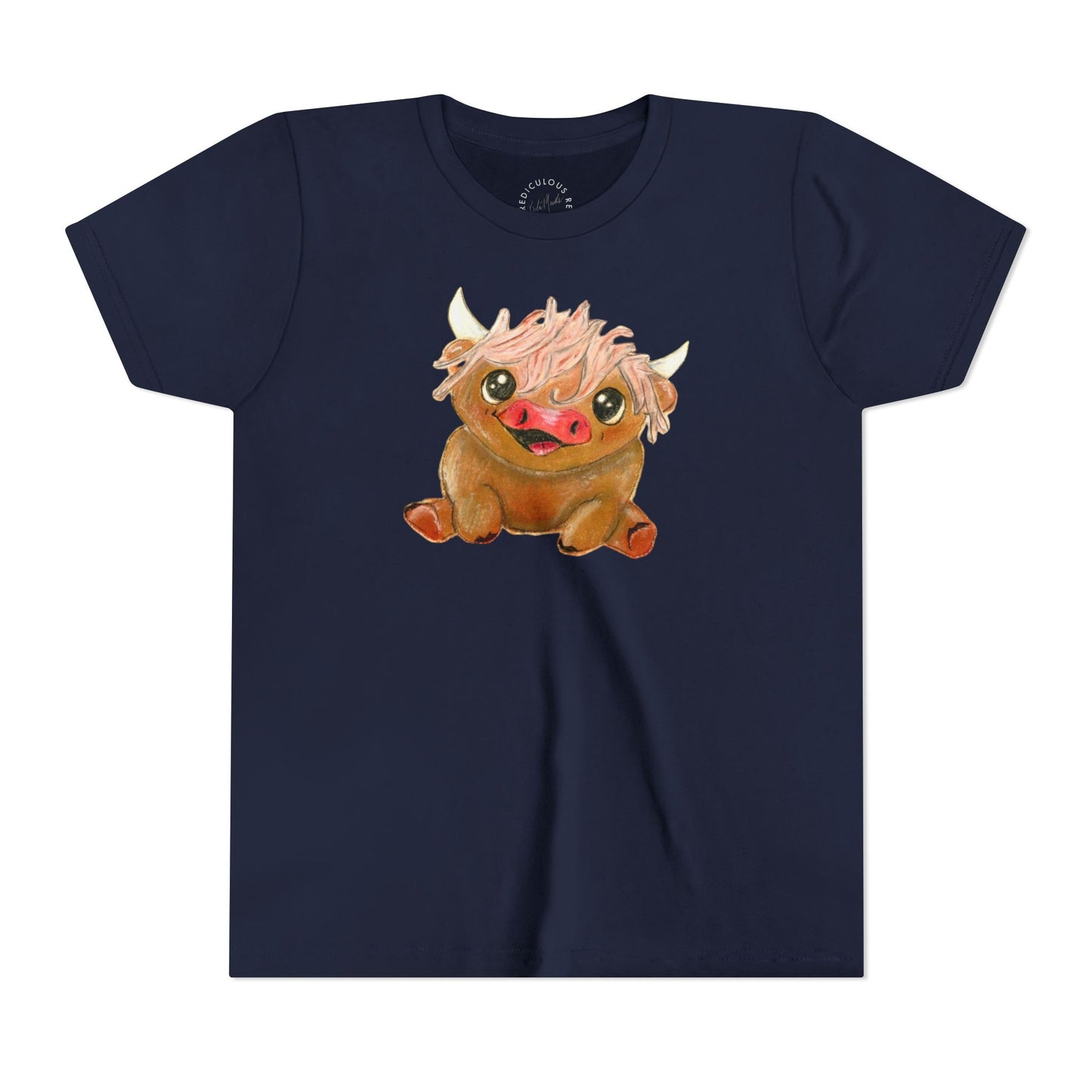 Cute Highland Cow Kids T‑Shirt — Adorable Baby Cow Graphic Youth Tee