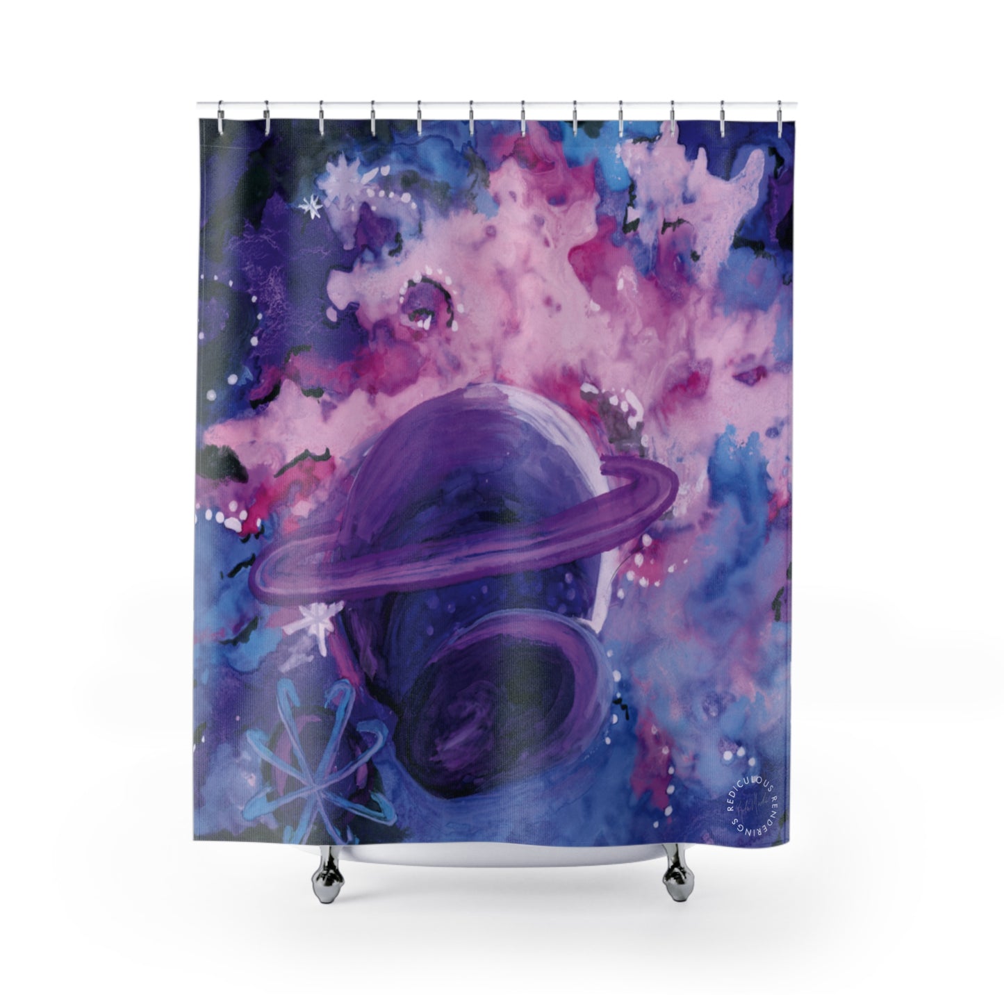 Purple Galaxy Shower Curtains for Home Bathroom with Durable One-Sided Print and Waterproof Polyester Material