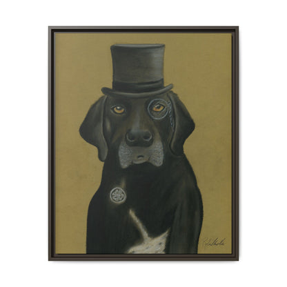 Black Lab Dog in Top Hat Framed Wall Art