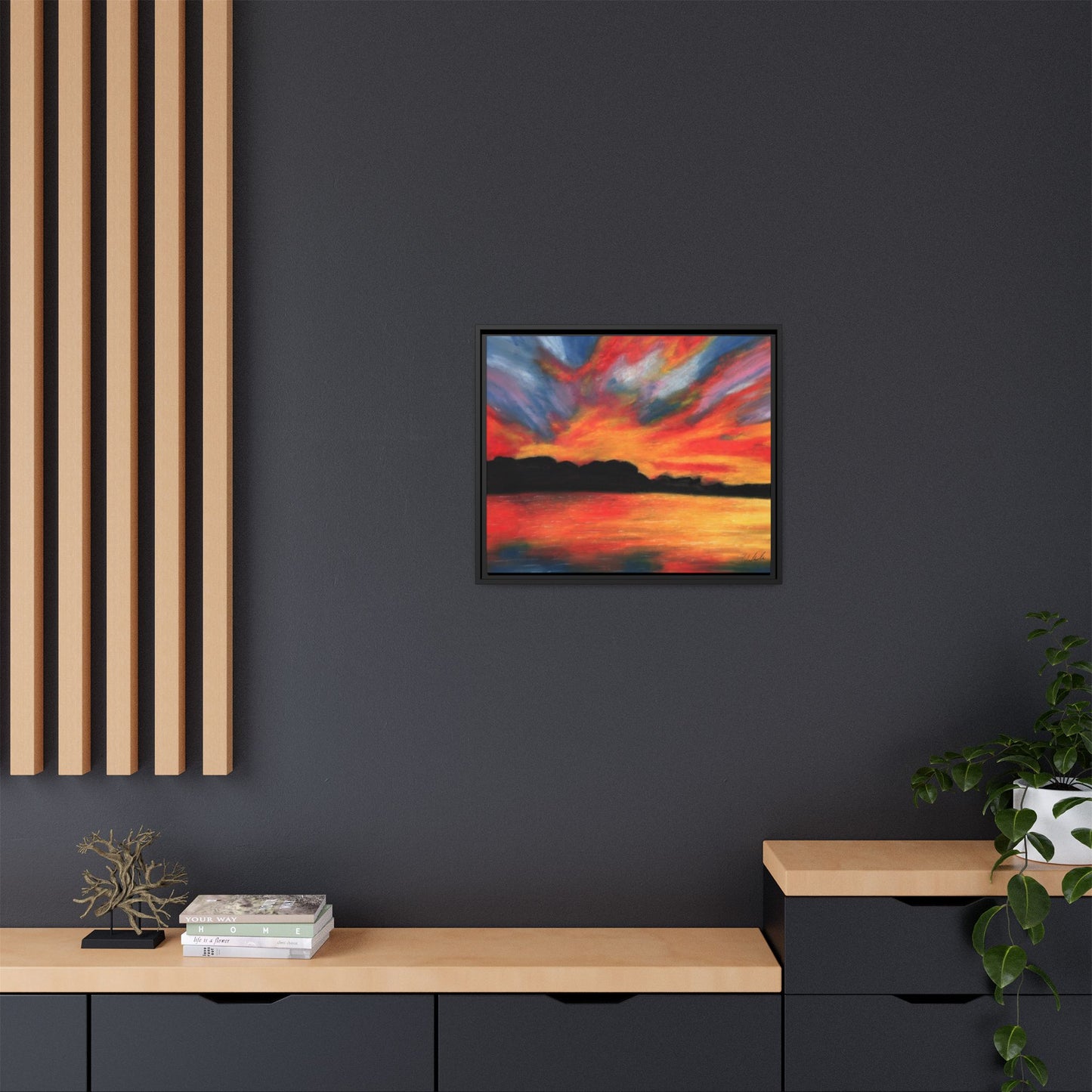 Sunset Over The Lake Framed Wall Art