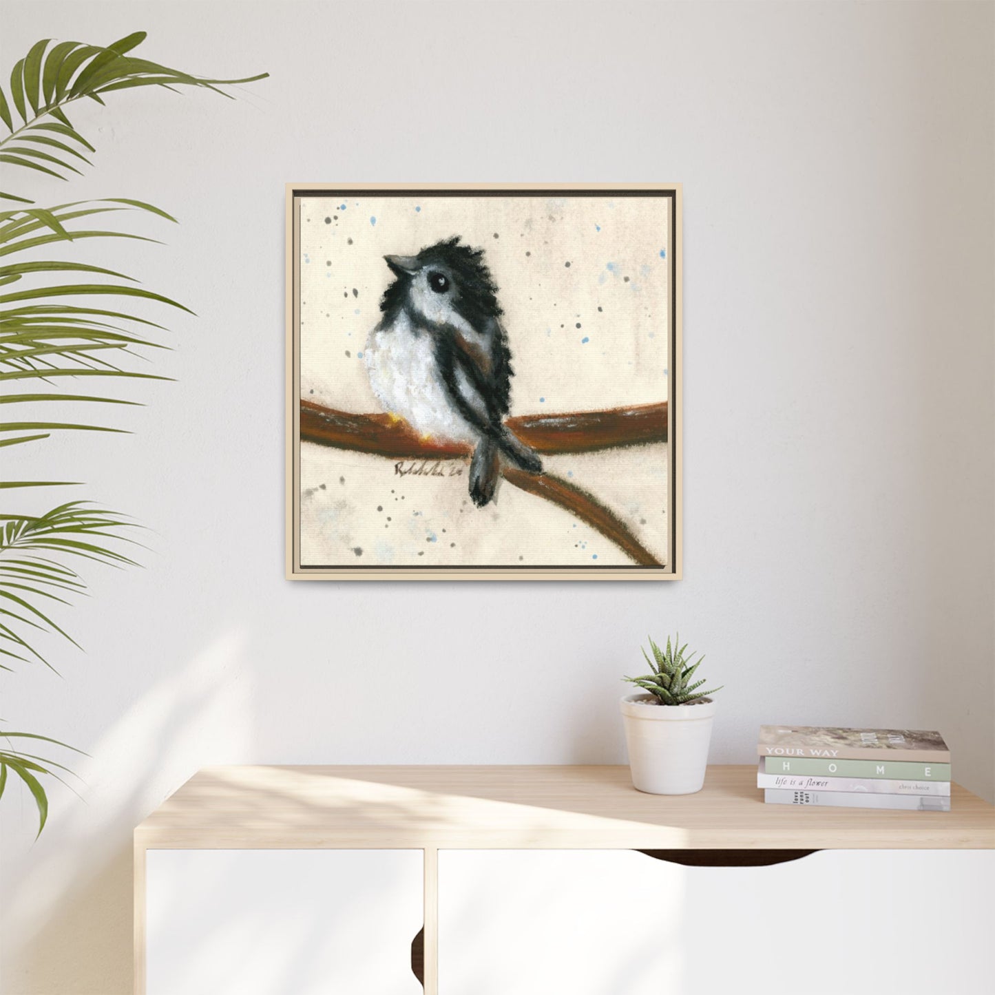 Black Finch Bird Framed Wall Art