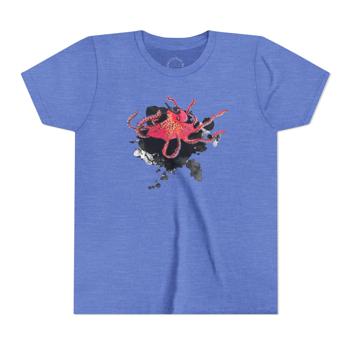 Youth Tee — Red Octopus Splash Graphic Shirt