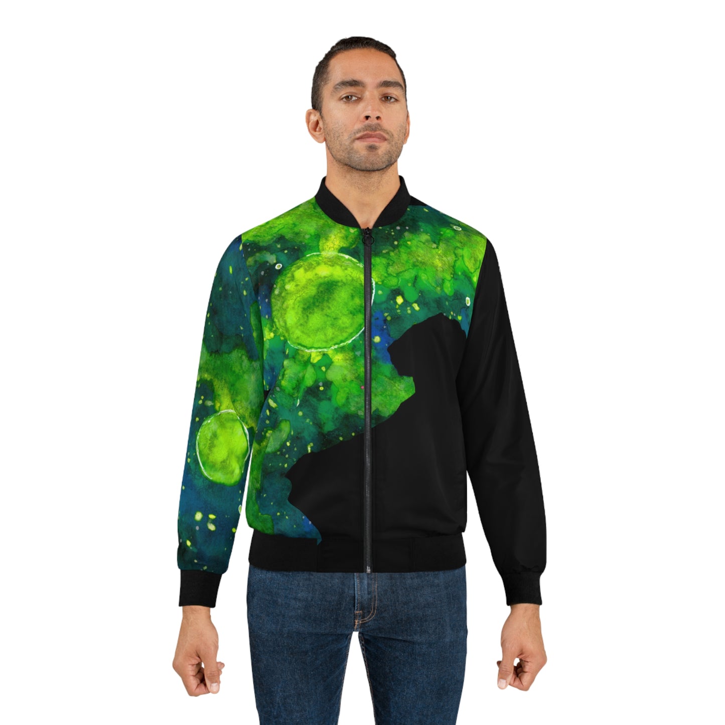 Green Galaxy Men's Bomber Jacket (AOP)