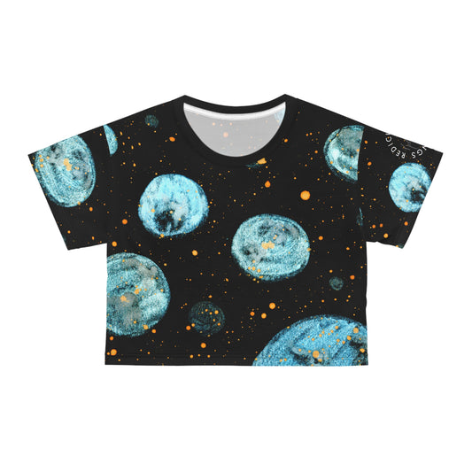 Little Blue Planets Galaxy Crop Tee (AOP)