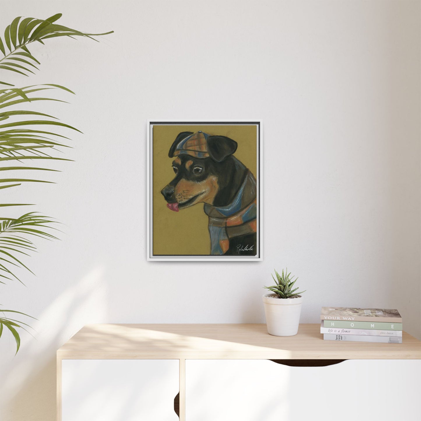 Small Chihuahua Dog in Hat Framed Wall Art