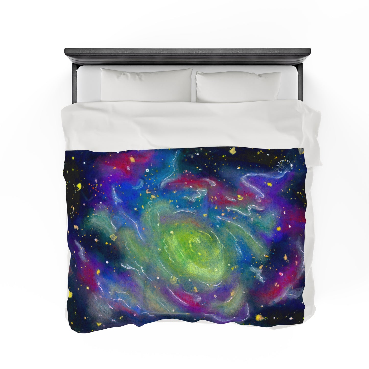 Rainbow Vortex Galaxy Velveteen Plush Blanket