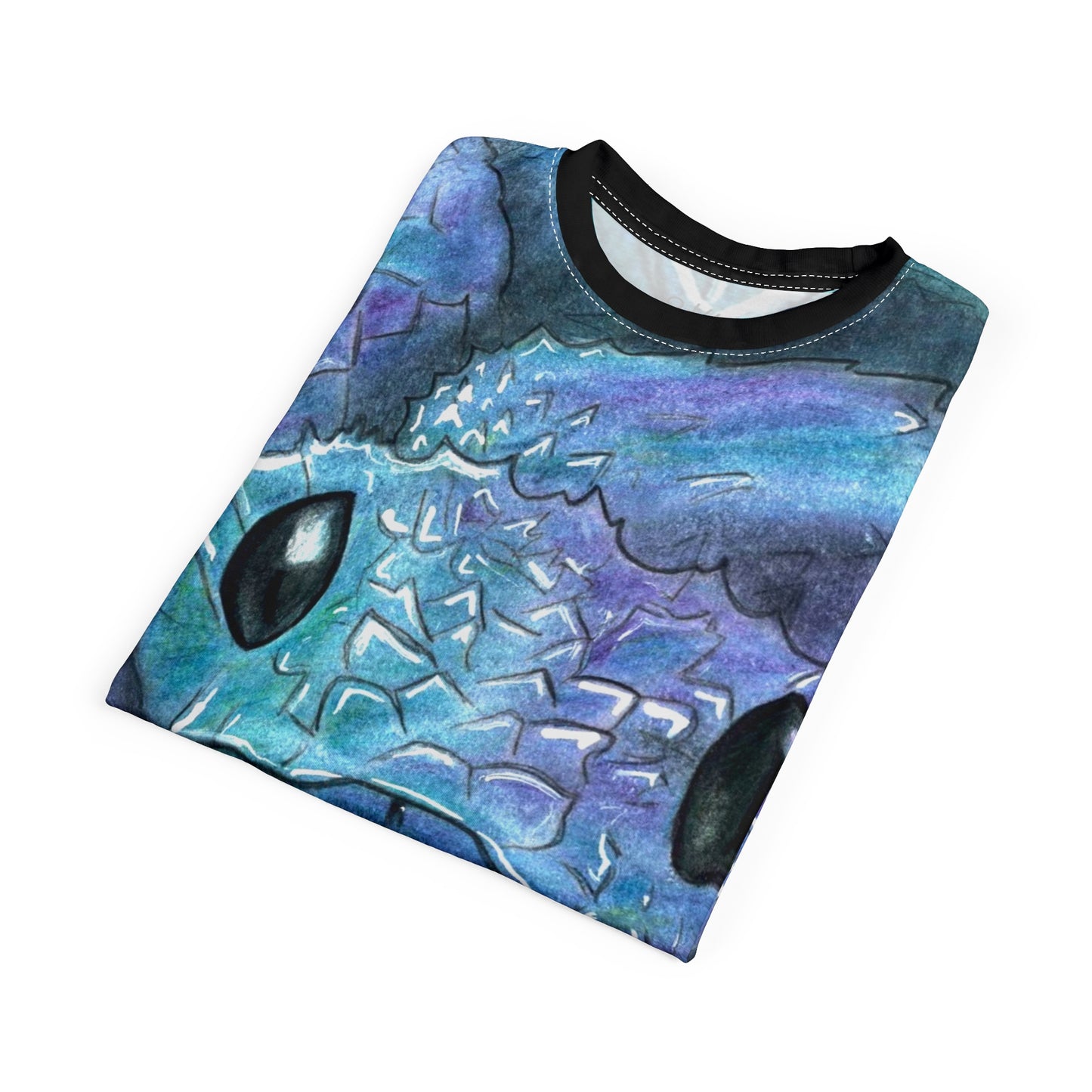 Blue Serpent All-Over Print Tee — Water Snake Face Design