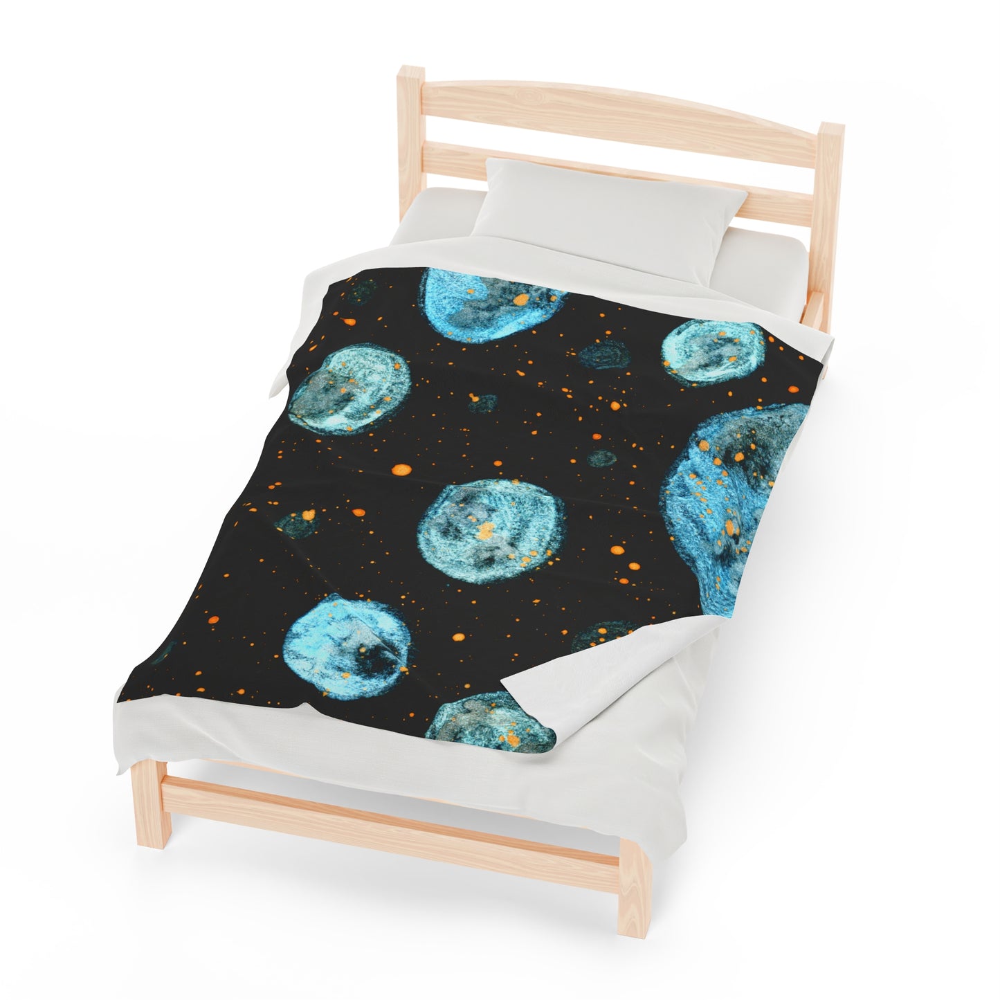 Little Blue Planets Galaxy Velveteen Plush Blanket