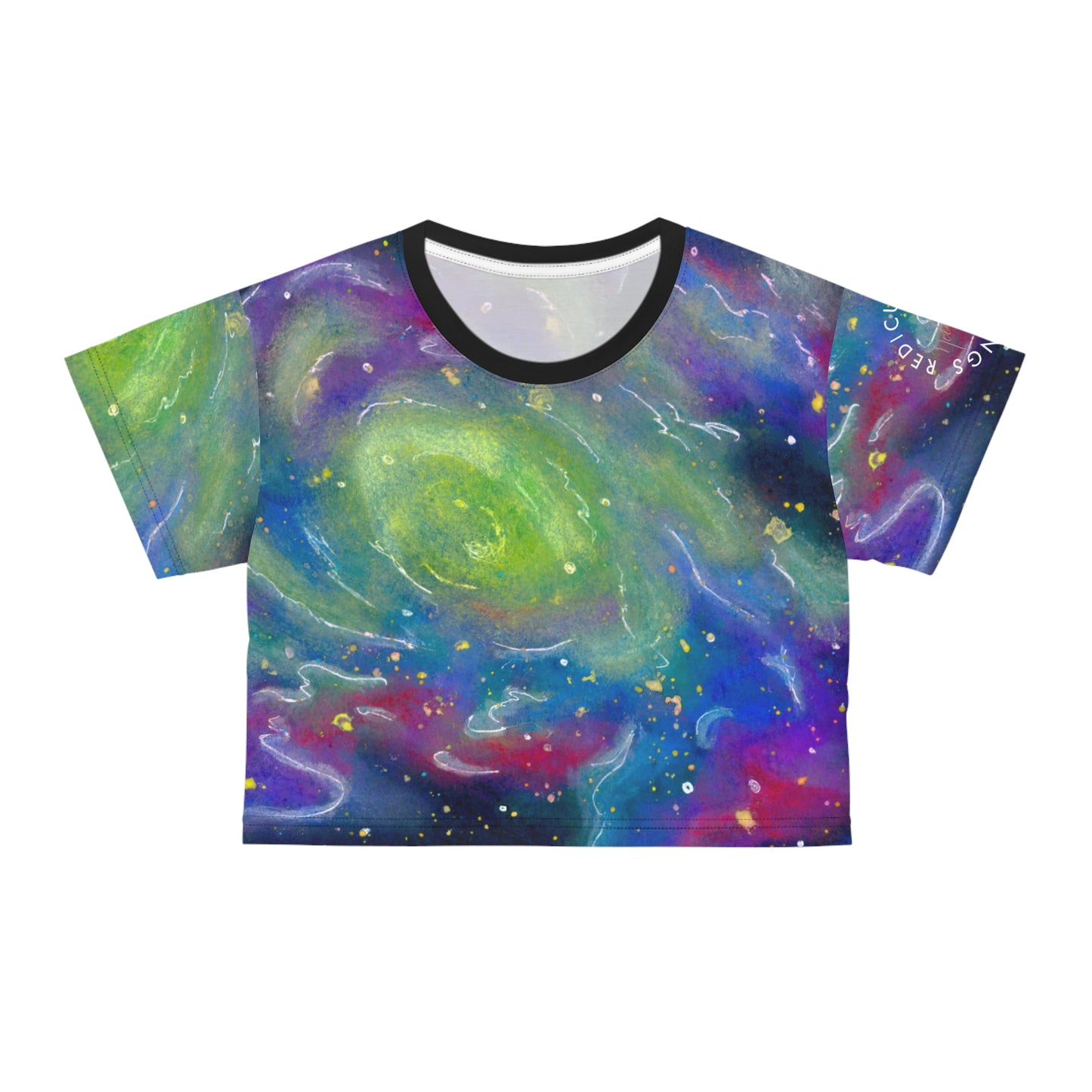 Galaxy Swirl Crop Tee — Colorful Cosmic Nebula Print
