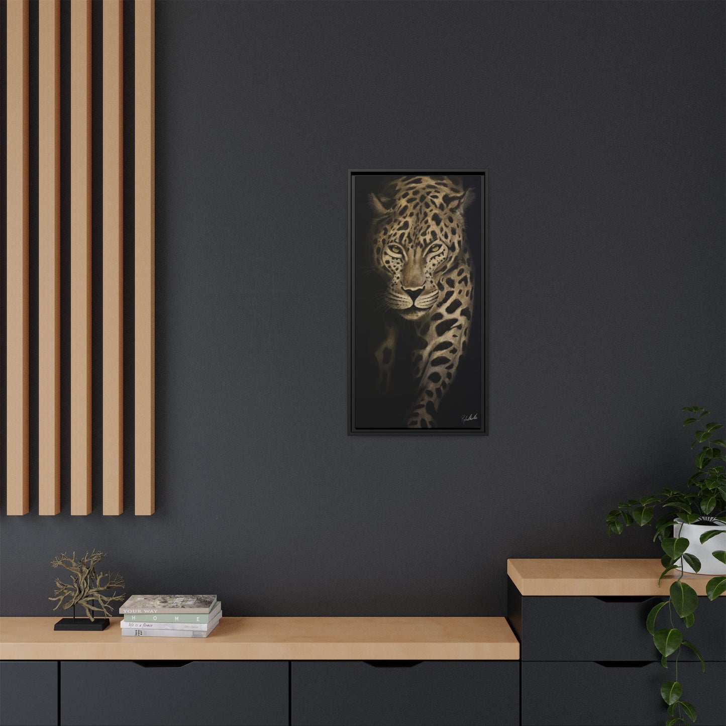 Leopard at Night Framed Wall Art
