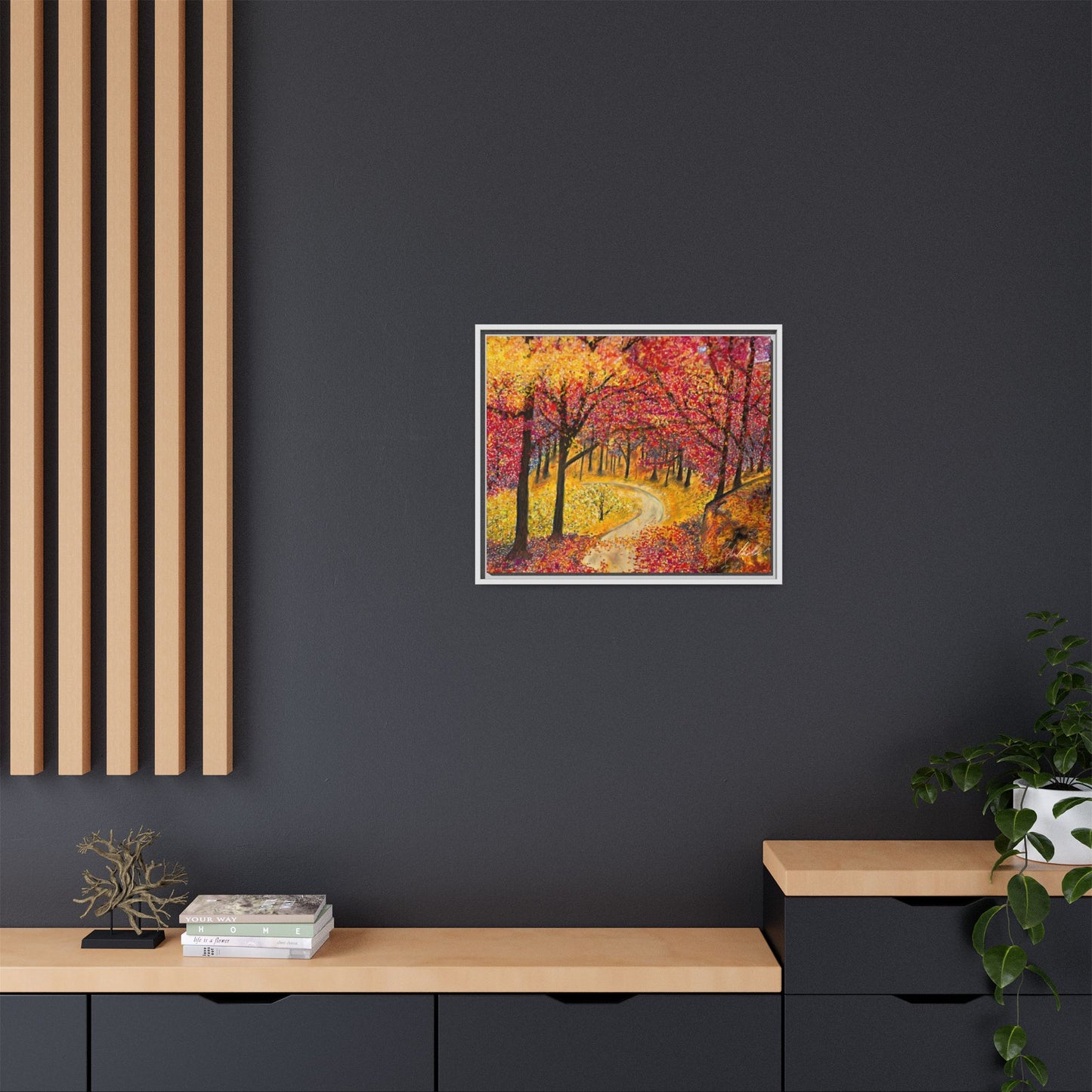 Vibrant Fall Forest Framed Wall Art