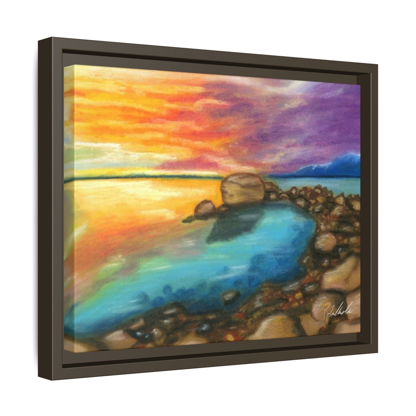 Sunset Ocean Beach Framed Wall Art