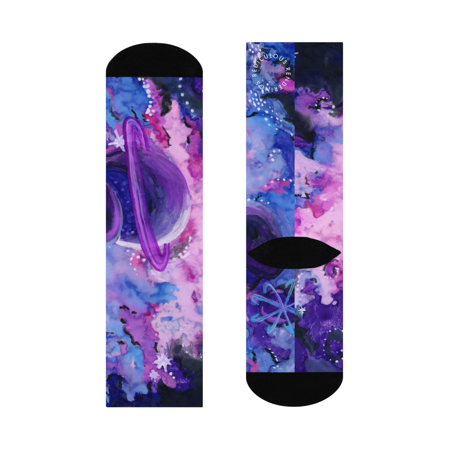 Purple Galaxy Cushioned Crew Socks