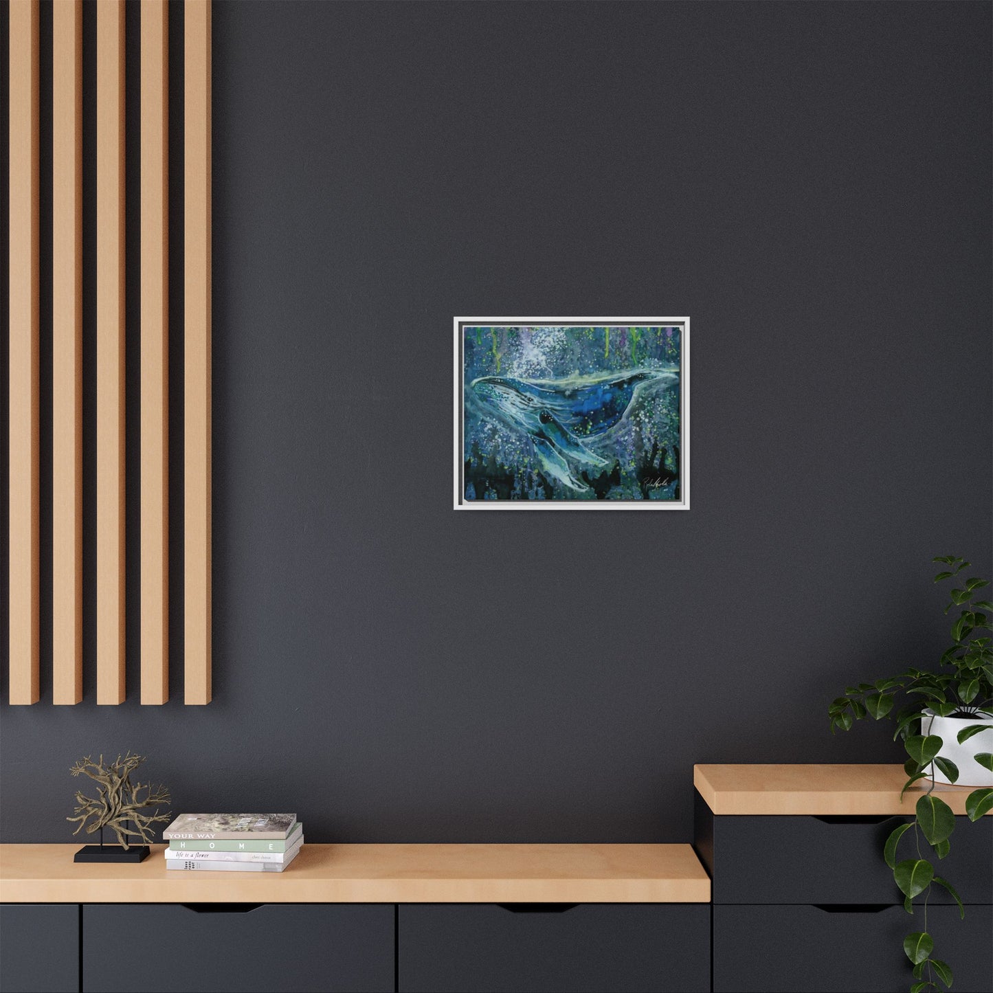 Watercolor Whale Framed Wall Art