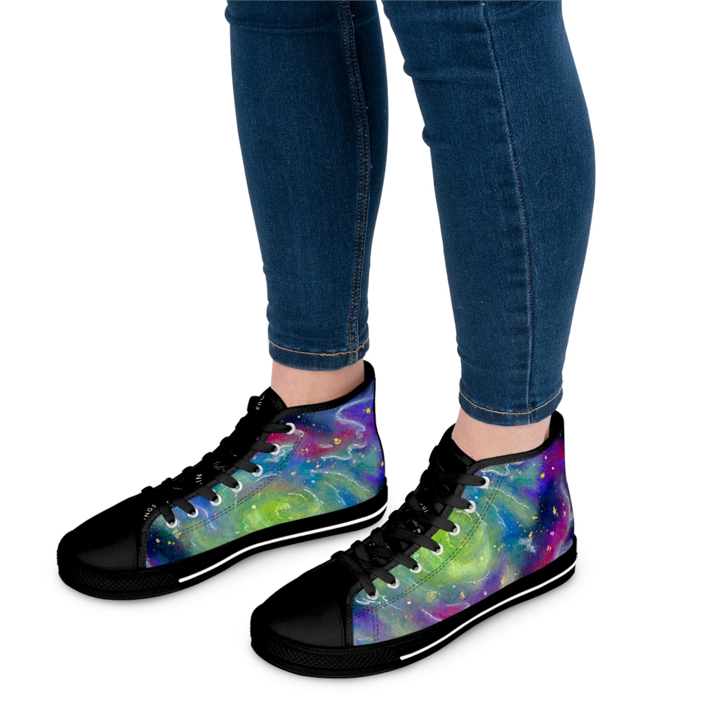 Galaxy Swirl High-Top Sneakers — Colorful Cosmic Women's Canvas Shoes