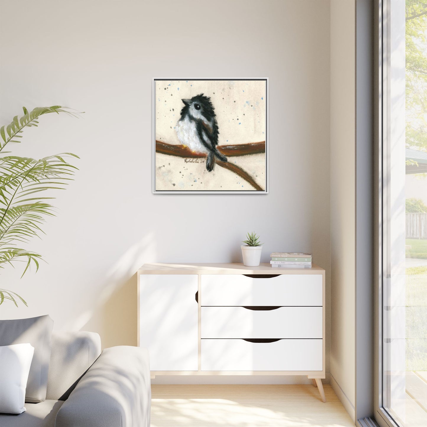 Black Finch Bird Framed Wall Art