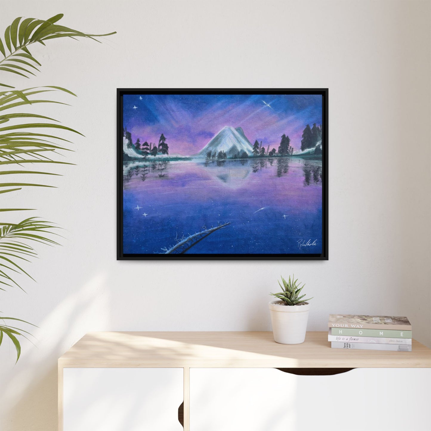 Purple Sky Over Lone Mountain Framed Wall Art