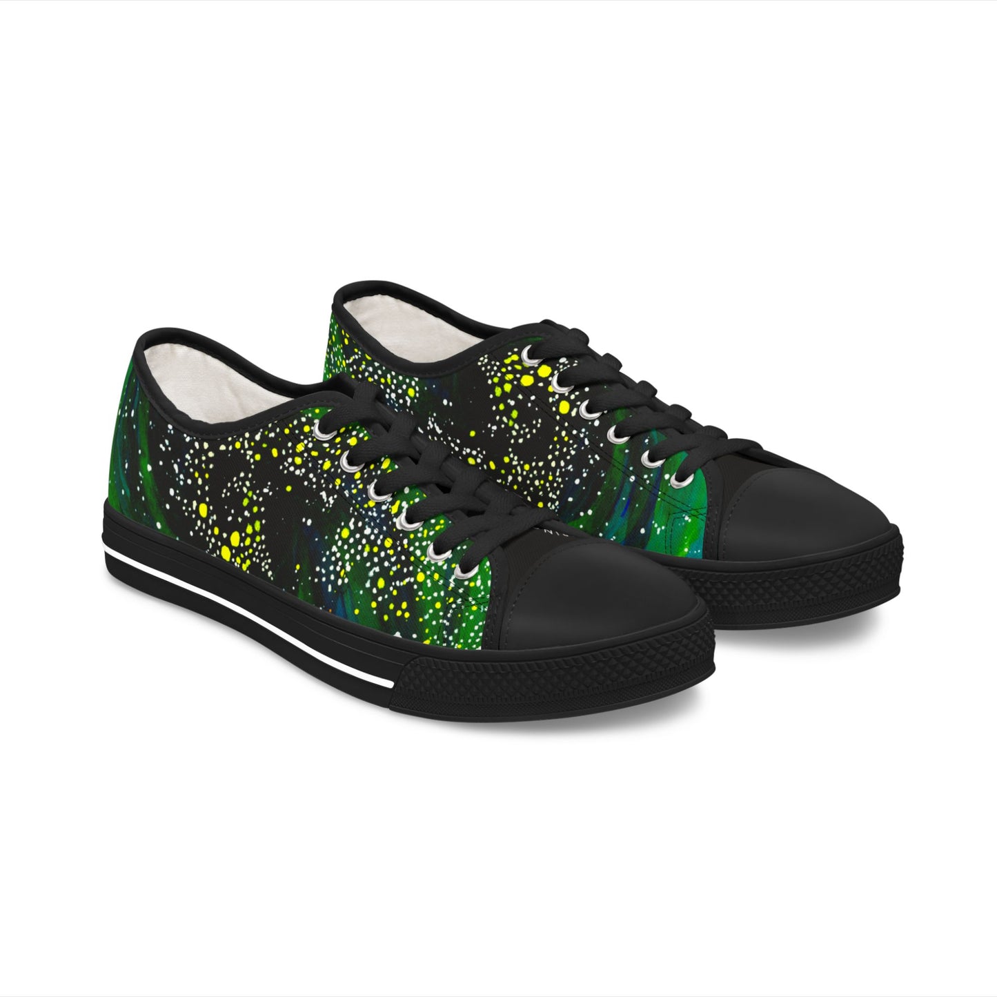 Women's Low Top Sneakers — Green Galaxy Print