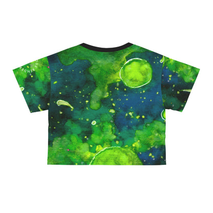 Green Watercolor Galaxy Crop Tee