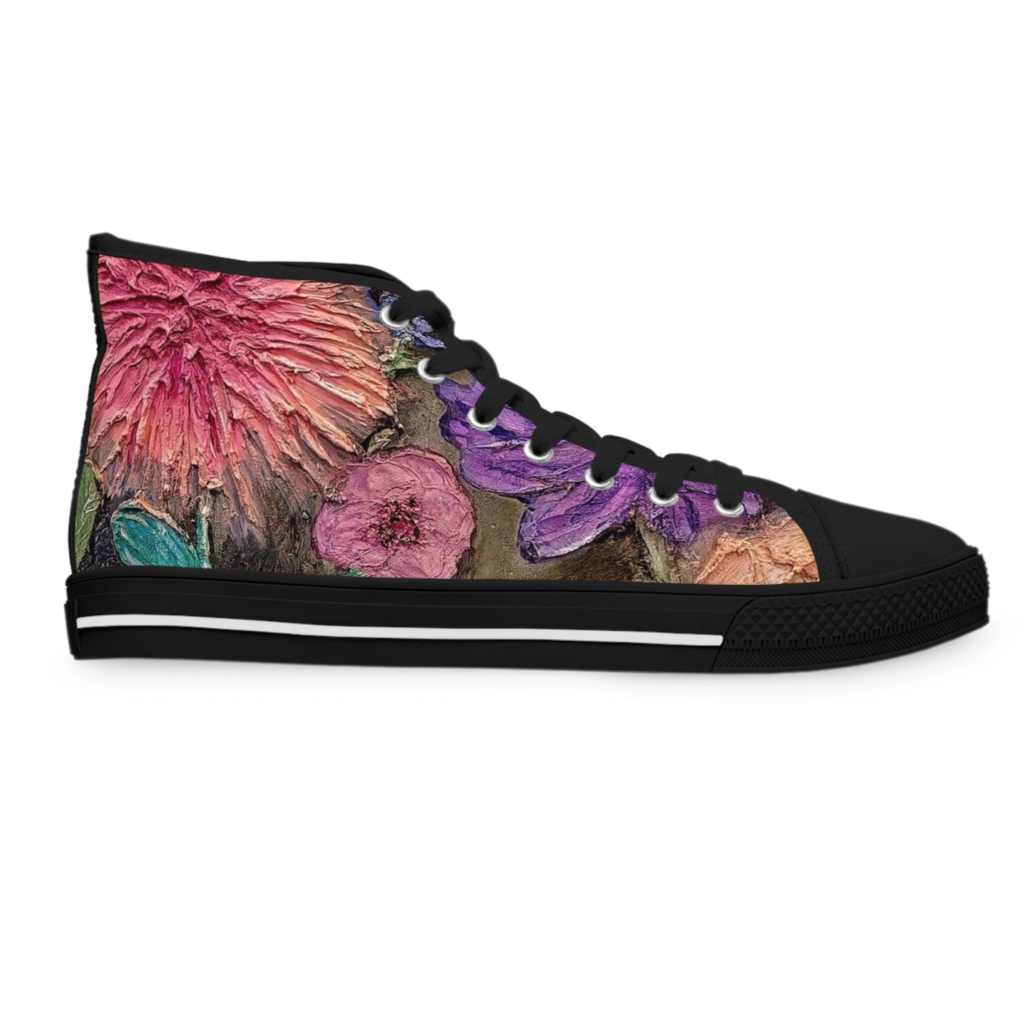 Flower Unisex High Top Sneakers Closed Toe Casual Walking Fashion Shoes