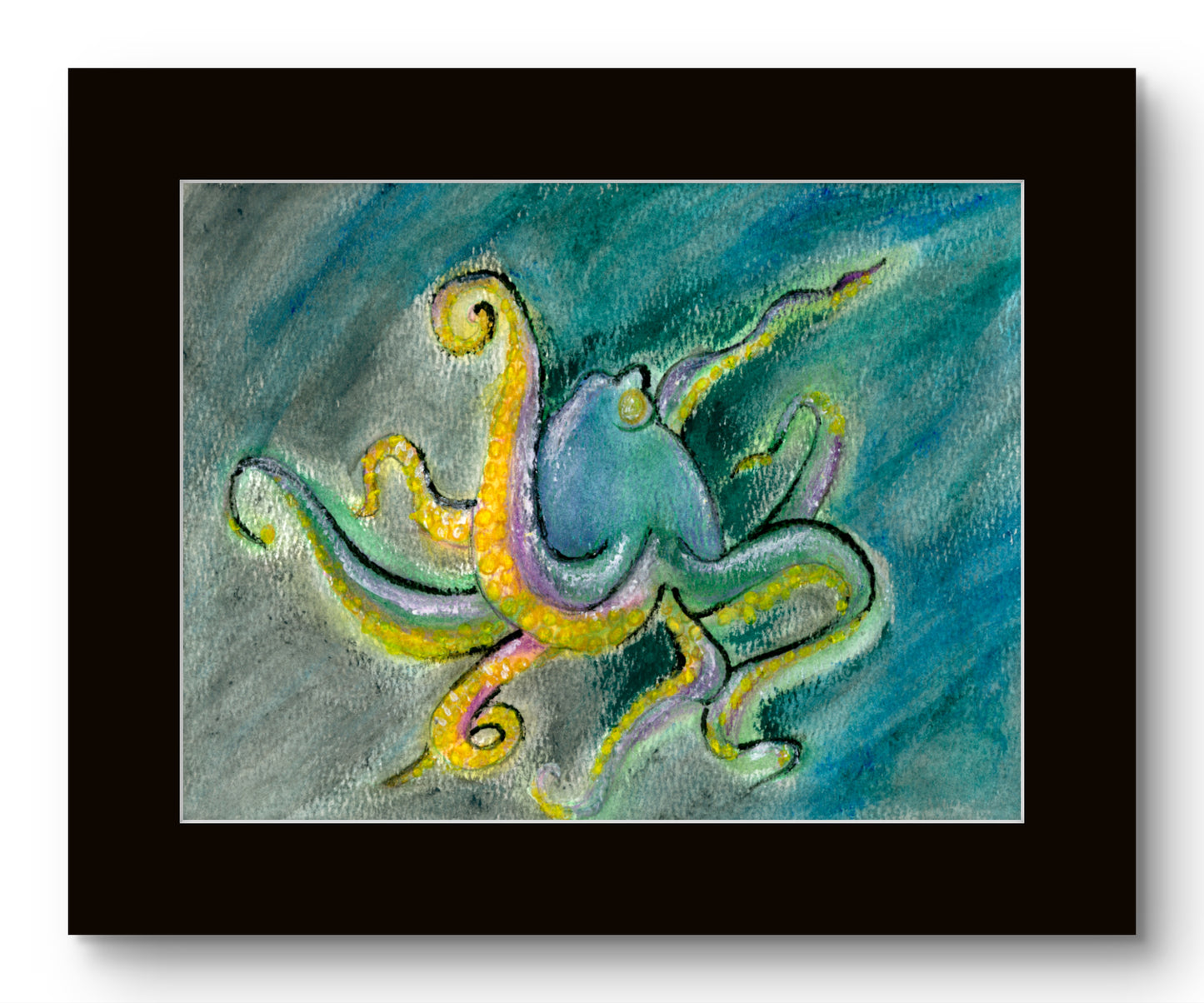 Abstract Yellow and Green Octopus 8x10 Museum Grade Fine Art Print