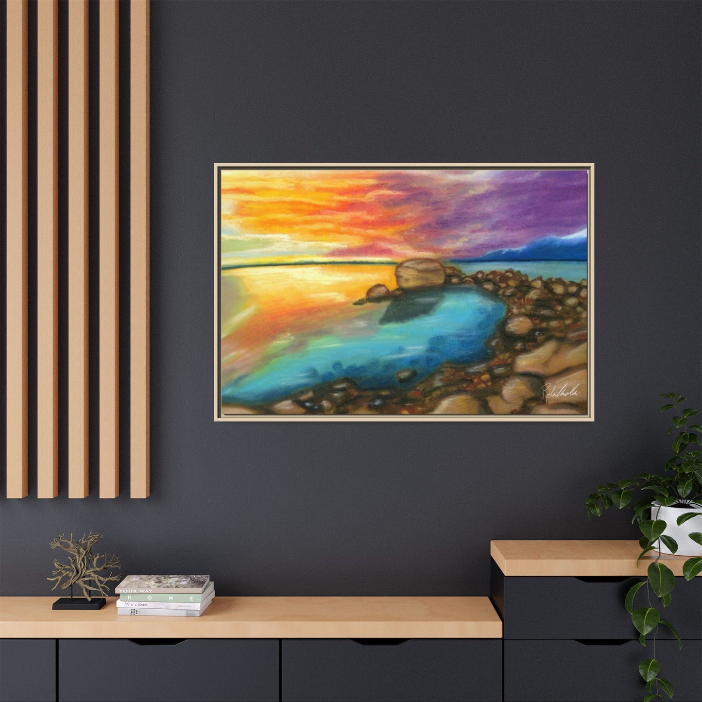 Sunset Ocean Beach Framed Wall Art