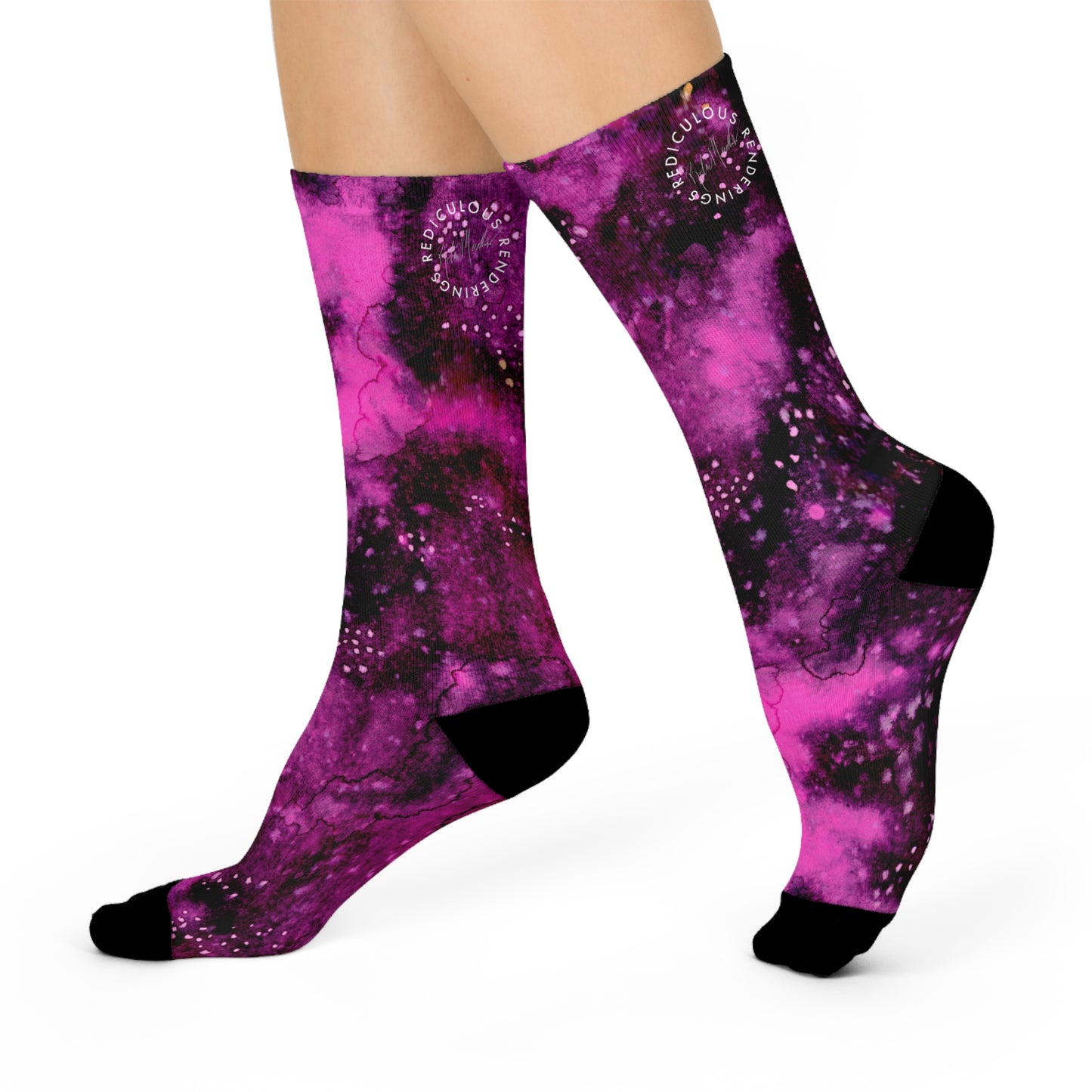 Rose Colored Galaxy Cushioned Crew Socks